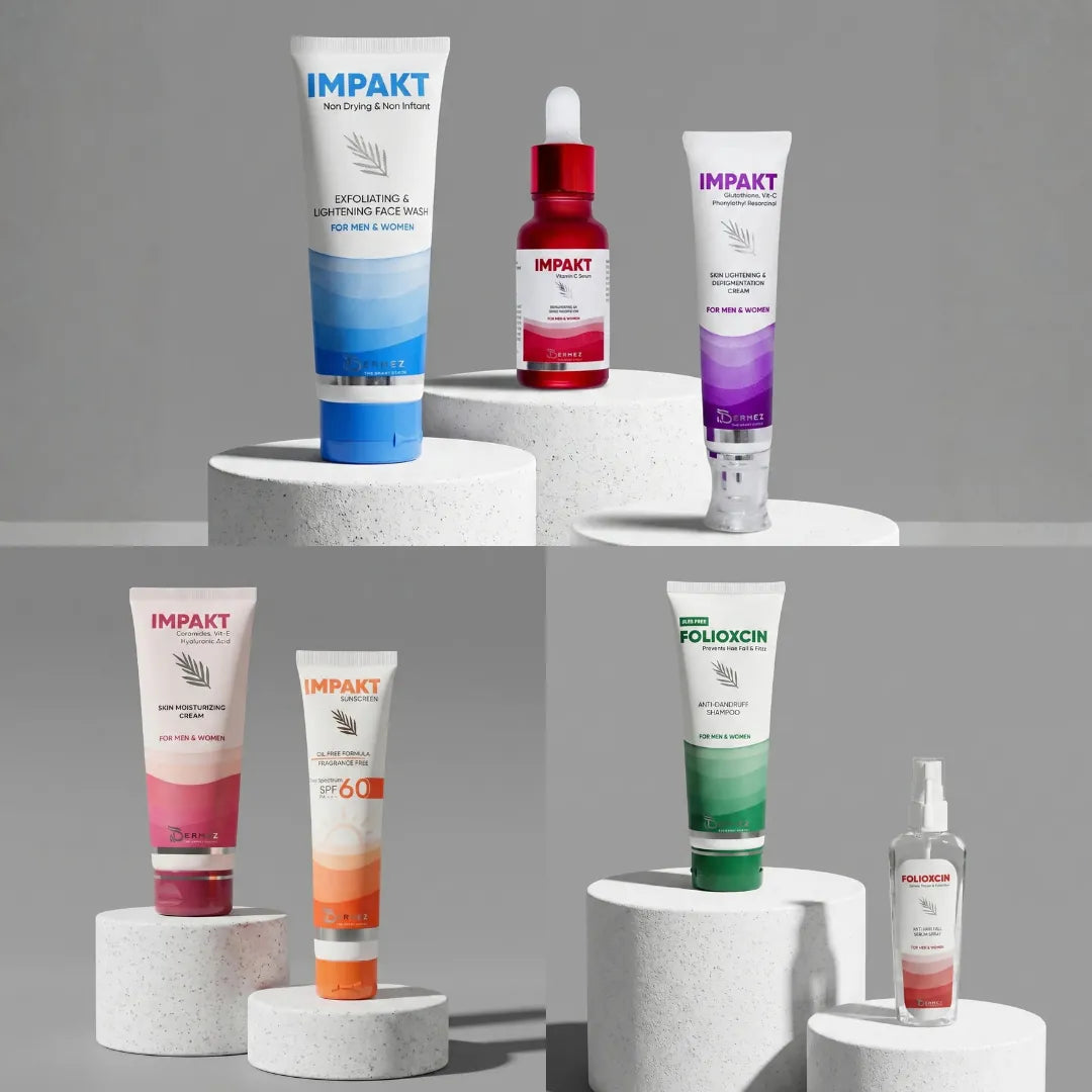 A collection of skincare and haircare bundles and custom gift sets